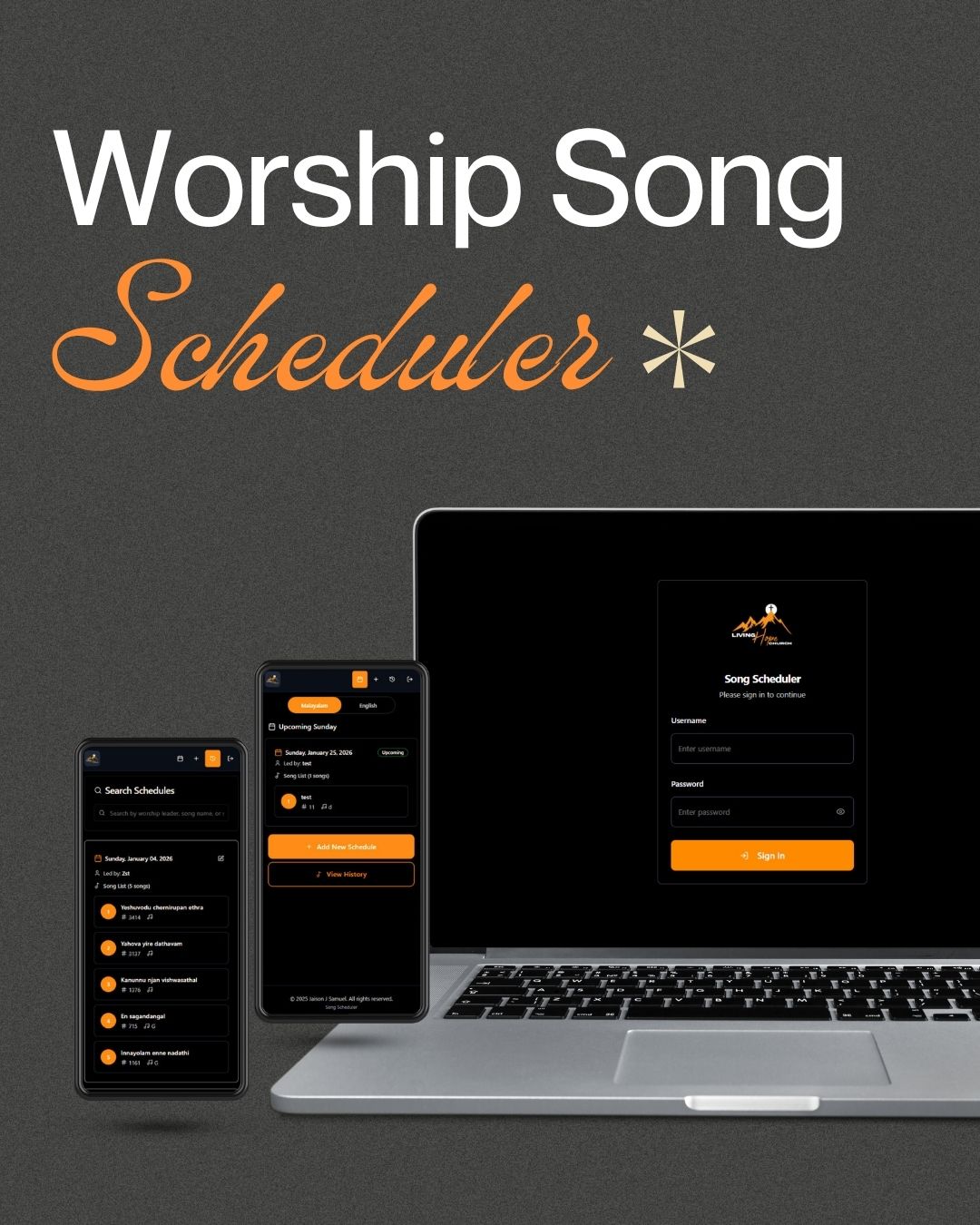 Worship Scheduler preview